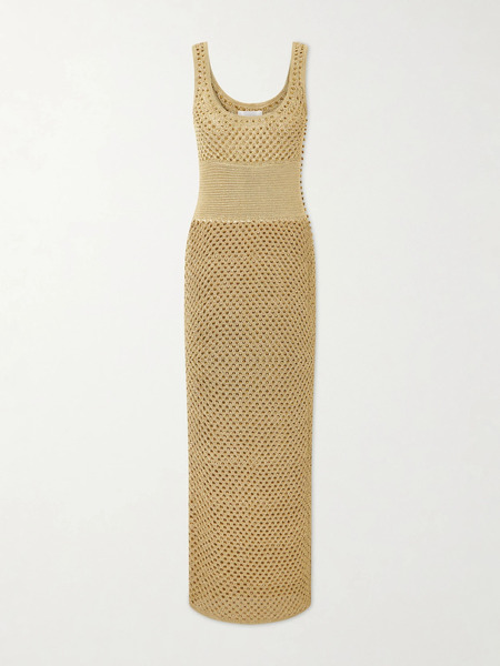  Galvan Galvan - Vento Crystal-embellished Crocheted Midi Dress - Gold 