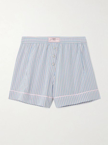  Ganni Ganni - Crystal-embellished Striped Poplin Shorts - Blue 