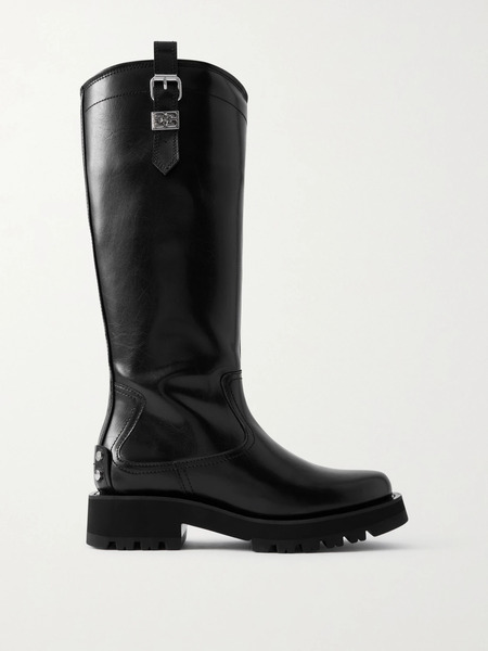 Ganni Ganni - Embellished Oleatex™ Knee Boots - Black 
