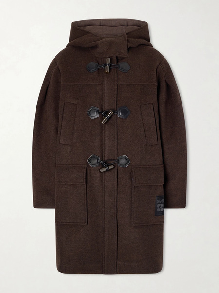  Ganni Ganni - Hooded Wool-blend Coat - Dark Brown 