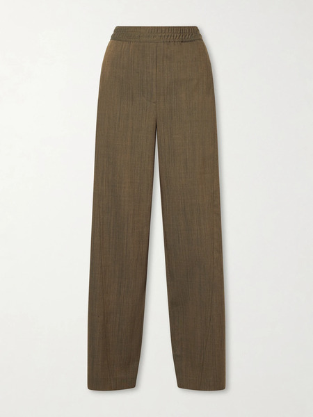  Ganni Ganni - Mélange Wool Tapered Pants - Army Green 