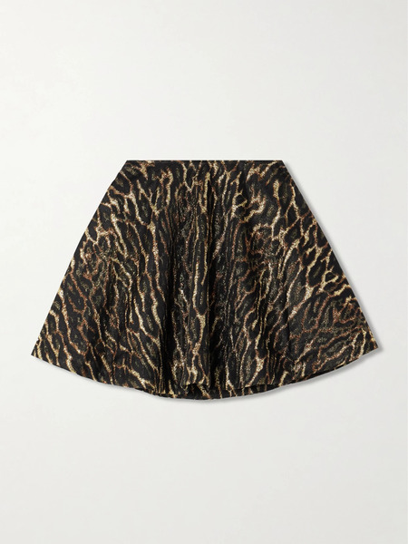 Ganni Ganni - Metallic Leopard-print Recycled-cloqué Mini Skirt - Leopard Print 