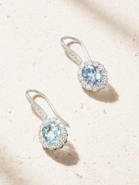  Garrard Garrard - 1735 Platinum, Aquamarine And Diamond Earrings - Gold 