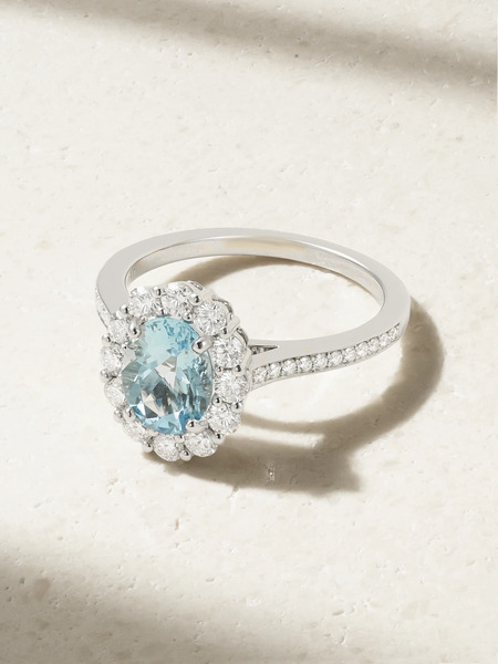  Garrard Garrard - 1735 Platinum, Aquamarine And Diamond Ring - Gold 