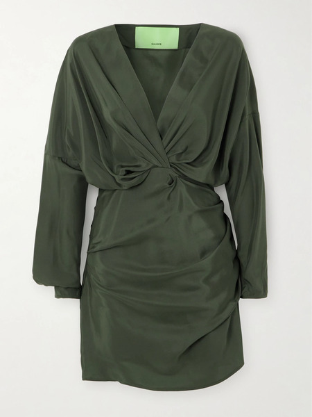  Gauge81 Gauge81 - Asuka Silk-satin Mini Dress - Army Green 