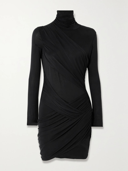  Gauge81 Gauge81 - Kores Draped Stretch-jersey Turtleneck Mini Dress - Black 