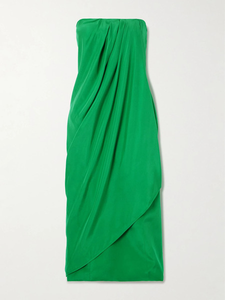  Gauge81 Gauge81 - Onna Strapless Draped Silk-satin Midi Dress - Green 