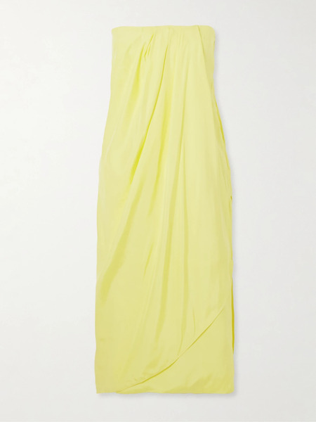  Gauge81 Gauge81 - Onna Strapless Draped Silk-satin Midi Dress - Yellow 