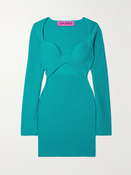  Gauge81 Gauge81 - Otero Cutout Recycled Ribbed-knit Mini Dress - Turquoise 