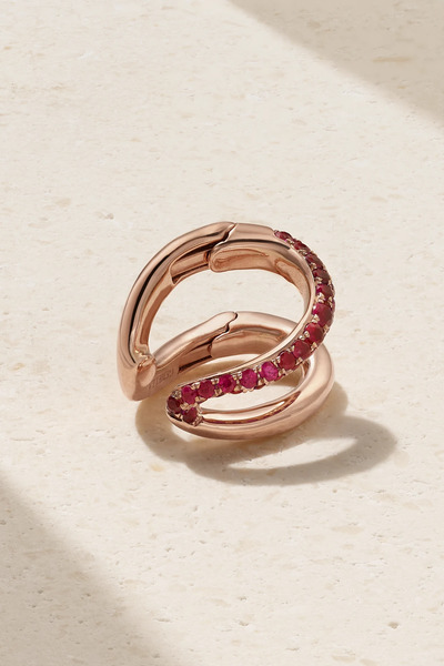  Gemella Gemella - Intertwin 18-karat Rose Gold Ruby Ear Cuff - One Size 