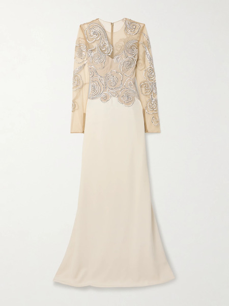  Georges Hobeika Georges Hobeika - Crystal-embellished Tulle And Faille Gown - Ivory 