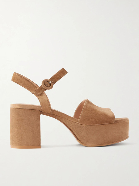  Gianvito Rossi Gianvito Rossi - Carol 35 Suede Platform Sandals - Neutral 