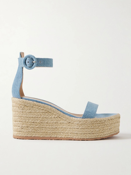  Gianvito Rossi Gianvito Rossi - 45 Denim Espadrille Wedge Sandals - Light Denim 