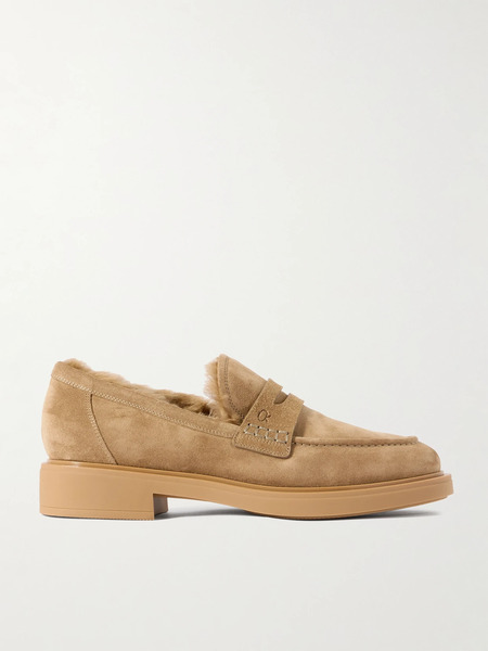  Gianvito Rossi Gianvito Rossi - Harris 20 Shearling-lined Suede Loafers - Camel 
