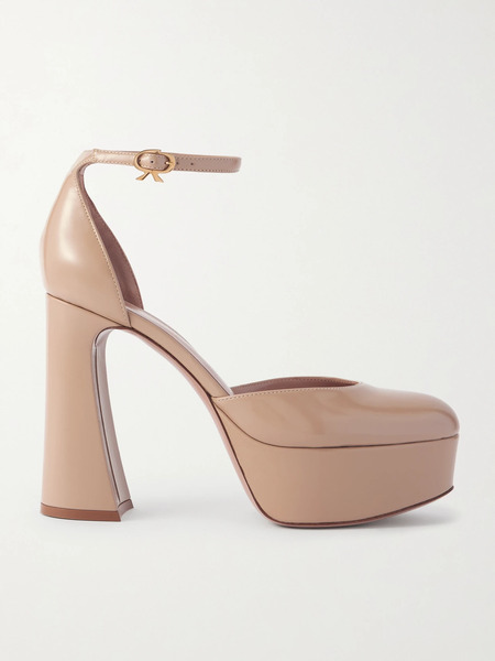  Gianvito Rossi Gianvito Rossi - Hilary 70 Patent-leather Platform Pumps - Neutral 