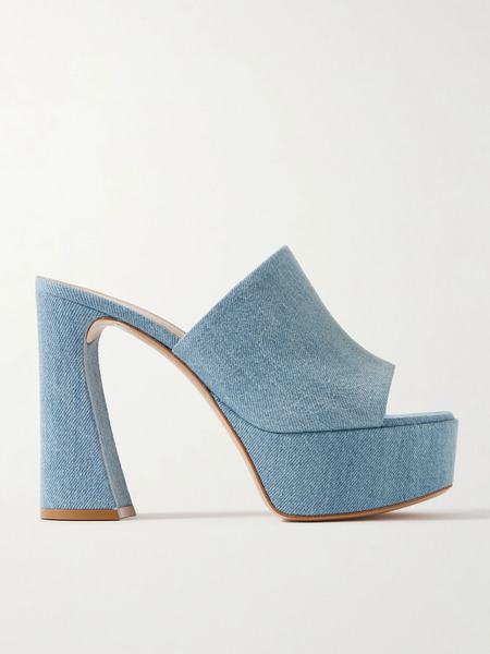  Gianvito Rossi Gianvito Rossi - Holly 70 Denim Platform Mules - Light Denim 
