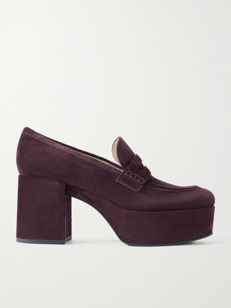  Gianvito Rossi Gianvito Rossi - Jenna 75 Suede Platform Pumps - Burgundy 