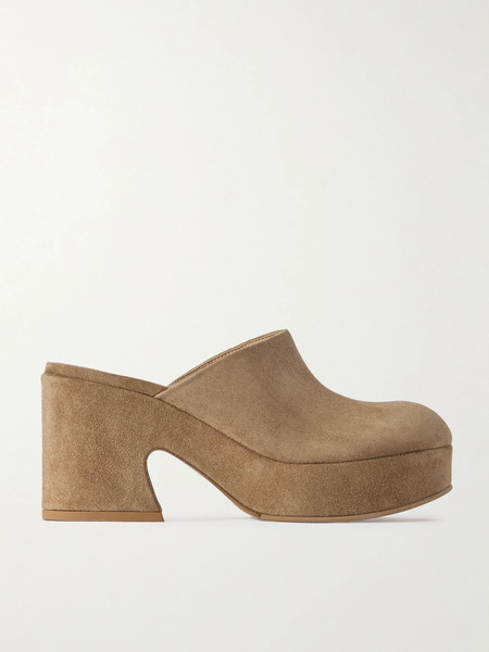  Gianvito Rossi Gianvito Rossi - Lyss 55 Suede Mules - Camel 