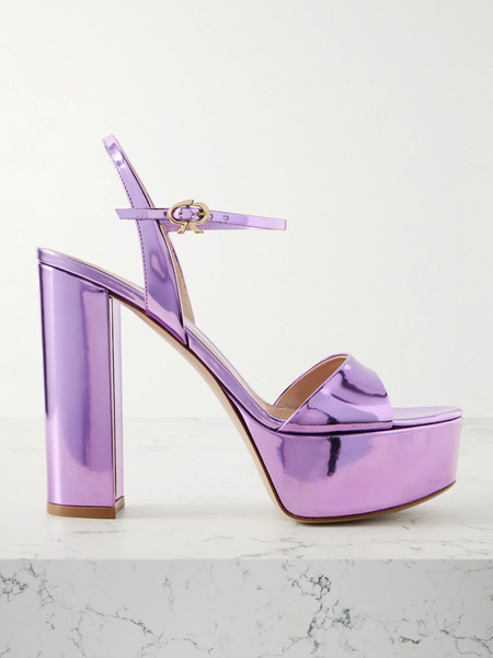  Gianvito Rossi Gianvito Rossi - Marlena 85 Mirrored-leather Platform Sandals - Lilac 