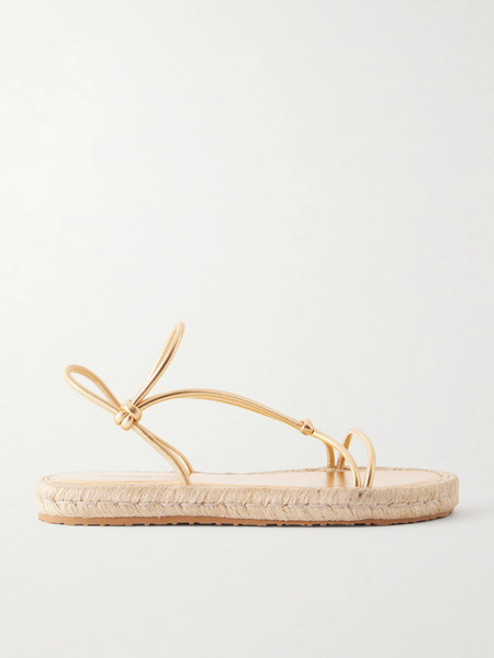  Gianvito Rossi Gianvito Rossi - Metallic Leather Espadrille Sandals - Gold 