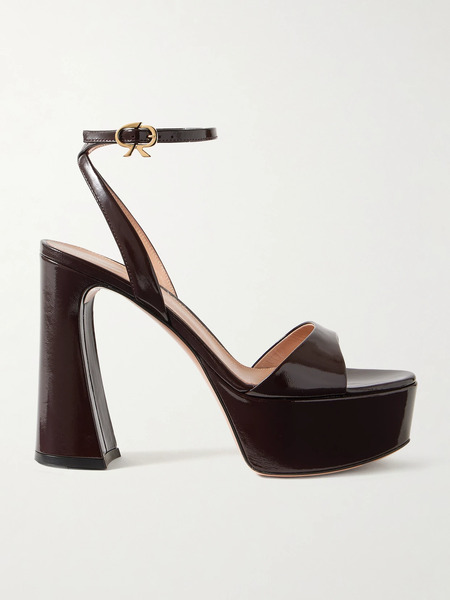  Gianvito Rossi Gianvito Rossi - Nancy 110 Patent-leather Platform Sandals - Burgundy 