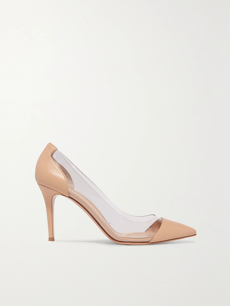  Gianvito Rossi Gianvito Rossi - Plexi 85 Leather And Pvc Pumps - Neutral 