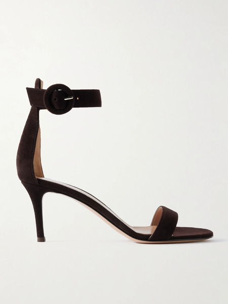  Gianvito Rossi Gianvito Rossi - Portofino 70 Suede Sandals - Dark Brown 