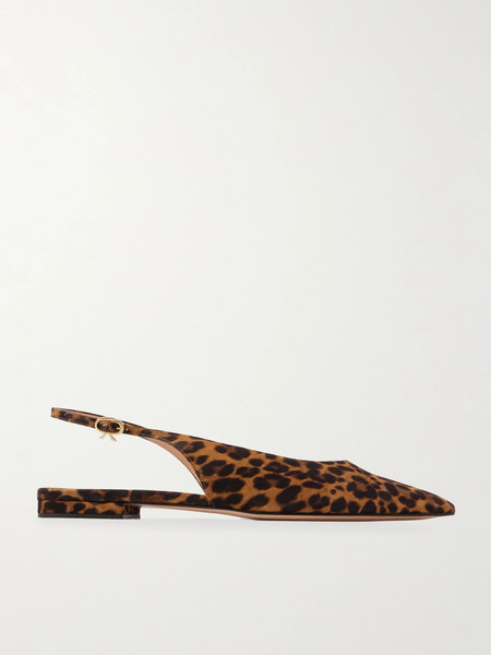  Gianvito Rossi Gianvito Rossi - Robbie Leopard-print Suede Slingback Flats - Leopard Print 