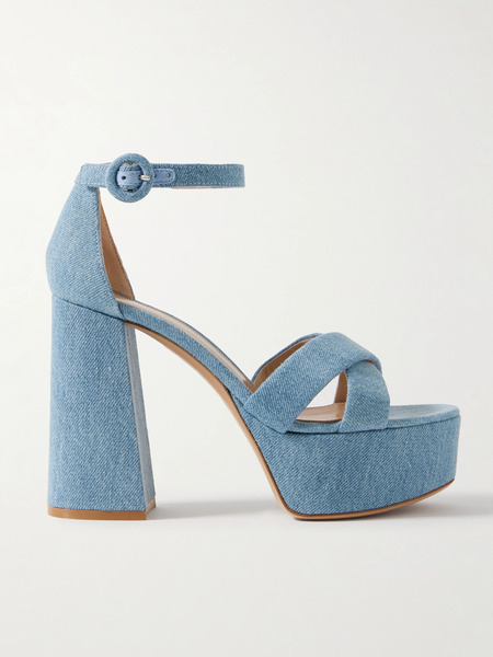  Gianvito Rossi Gianvito Rossi - Sheridan 110 Denim Platform Sandals - Light Denim 