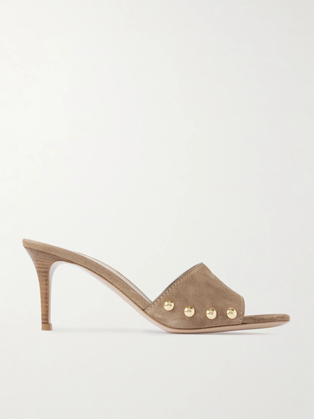  Gianvito Rossi Gianvito Rossi - 70 Studded Suede Mules - Camel 