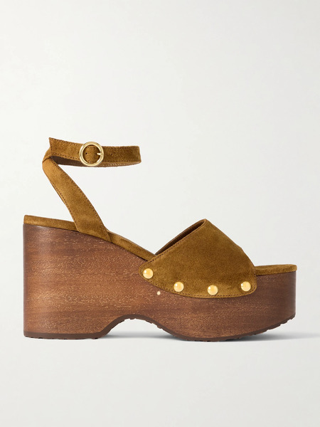  Gianvito Rossi Gianvito Rossi - 110 Studded Suede Platform Sandals - Brown 