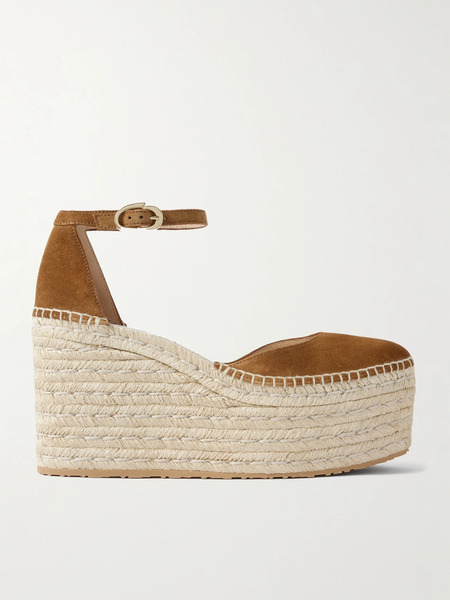  Gianvito Rossi Gianvito Rossi - 60 Suede Espadrille Platform Sandals - Brown 