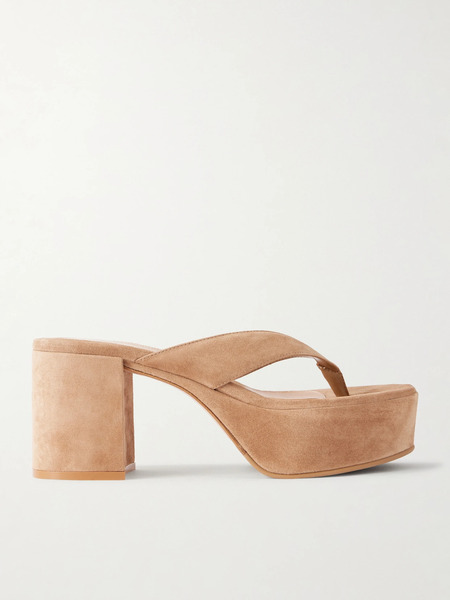  Gianvito Rossi Gianvito Rossi - 35 Suede Platform Thong Sandals - Camel 