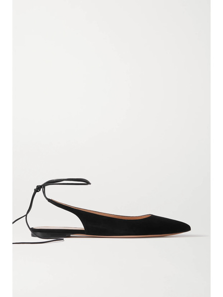  Gianvito Rossi Gianvito Rossi - 10 Suede Point-toe Flats - Black 