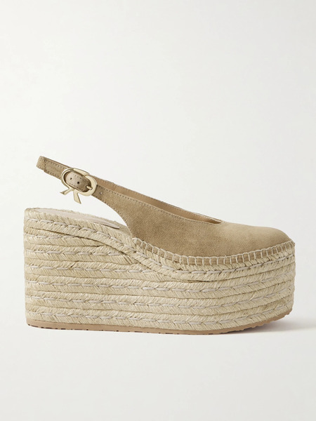  Gianvito Rossi Gianvito Rossi - 110 Suede Slingback Platform Espadrilles - Taupe 
