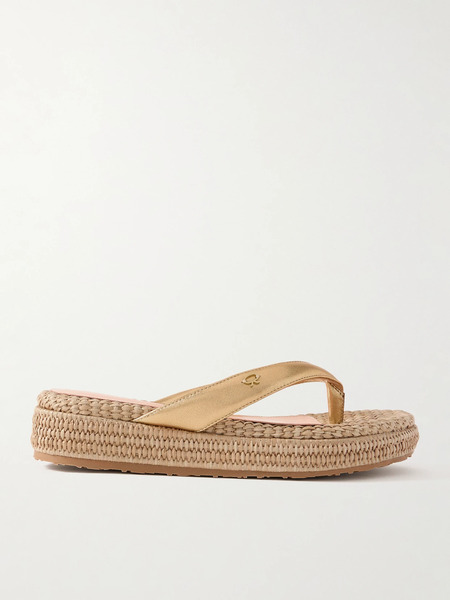  Gianvito Rossi Gianvito Rossi - Tahiti 40 Metallic Leather Platform Flip Flops - Gold 