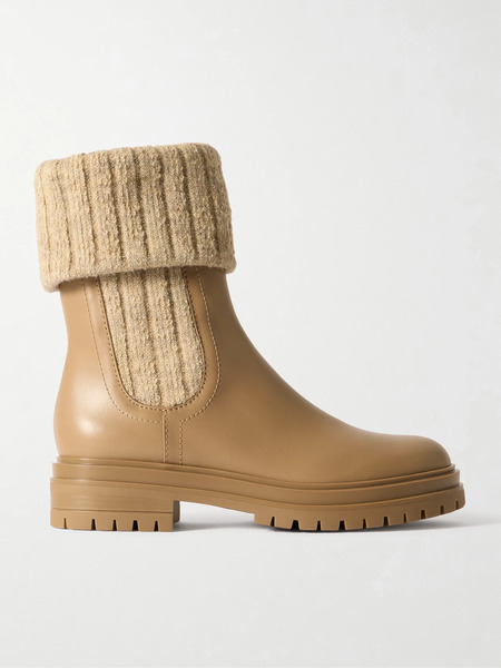  Gianvito Rossi Gianvito Rossi - Tenney Leather And Ribbed-knit Chelsea Boots - Camel 