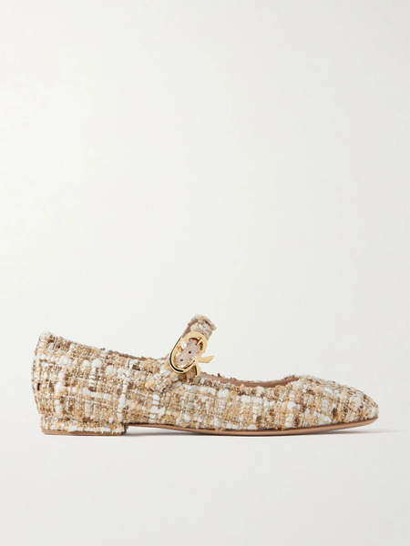  Gianvito Rossi Gianvito Rossi - Tweed Mary Jane Ballet Flats - Beige 