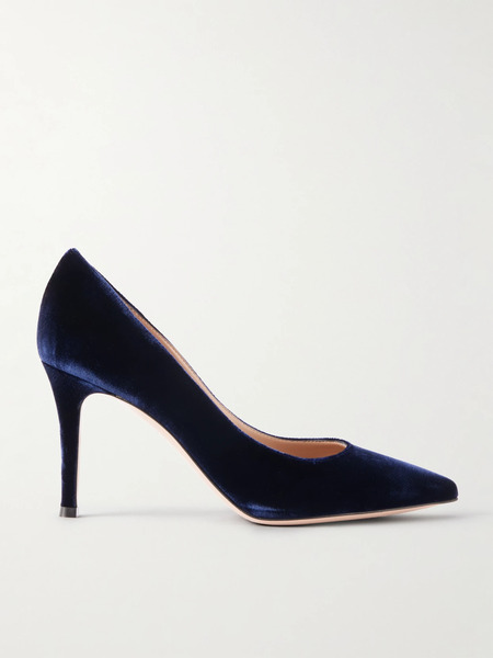  Gianvito Rossi Gianvito Rossi - 85 Velvet Pumps - Dark Denim 