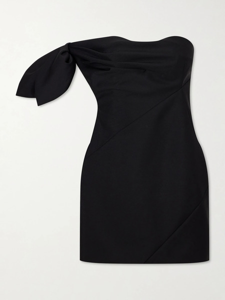  Givenchy Givenchy - Bow-detailed Wool And Mohair-blend Mini Dress - Black 