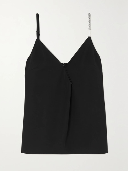  Givenchy Givenchy - Chain-embellished Twill Camisole - Black 