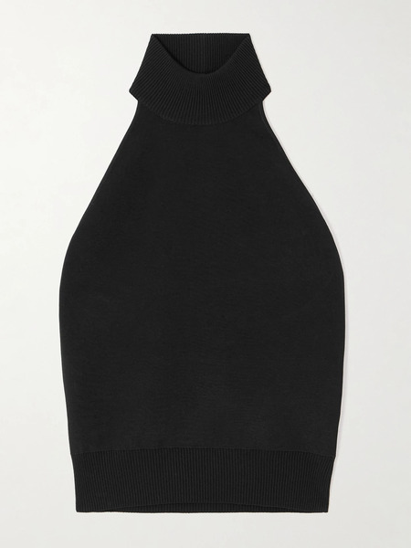  Givenchy Givenchy - Cropped Jersey Halterneck Top - Black 