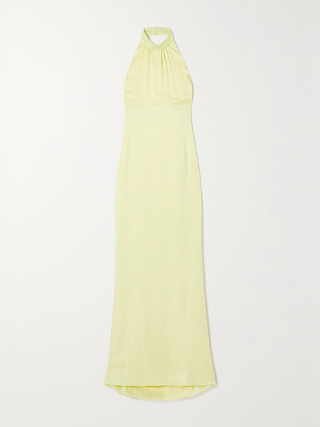 Givenchy Givenchy - Crystal-embellished Duchesse-satin Halterneck Gown - Yellow 