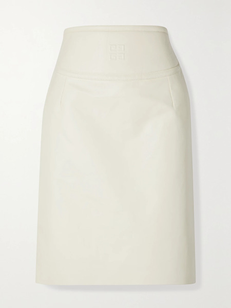  Givenchy Givenchy - Cutout Embossed Leather Skirt - Off-white 