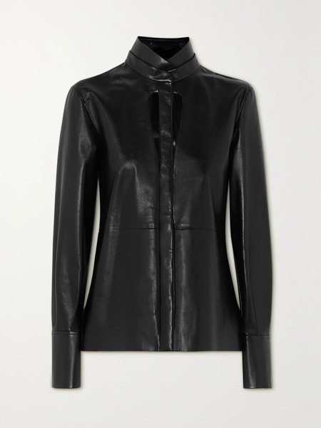  Givenchy Givenchy - Cutout Leather Blouse - Black 