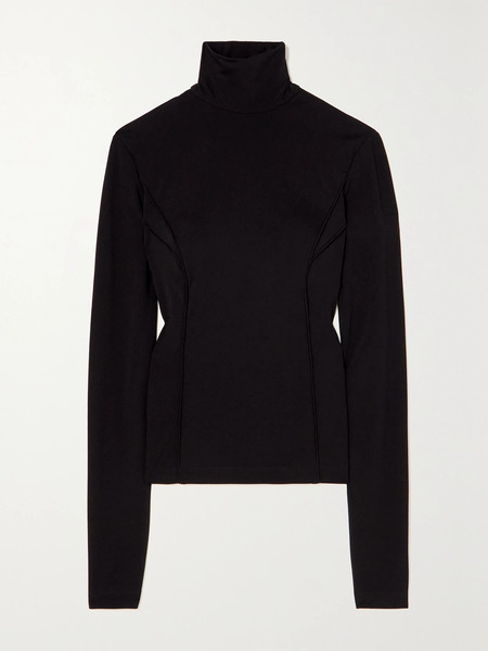  Givenchy Givenchy - Cutout Stretch-jersey Turtleneck Top - Black 