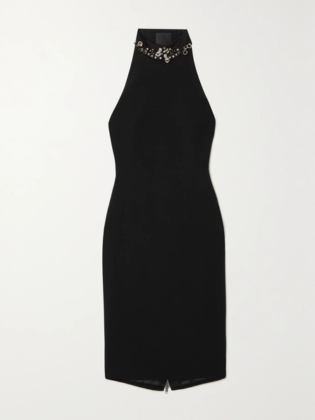  Givenchy Givenchy - Embellished Cutout Crepe Dress - Black 