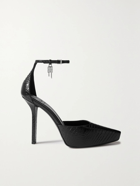  Givenchy Givenchy - G-lock Croc-effect Leather Platform Pumps - Black 