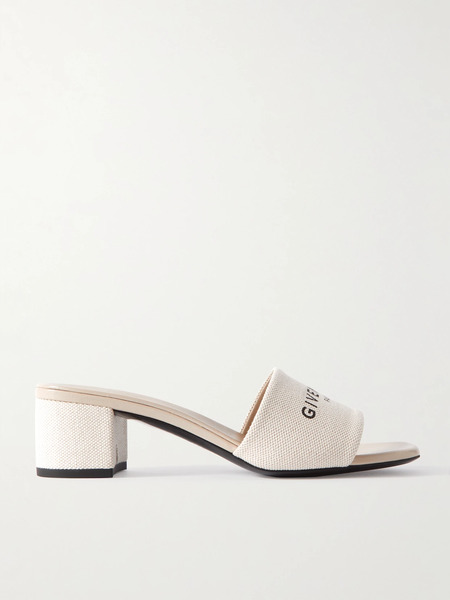  Givenchy Givenchy - 4g Logo-print Canvas Mules - Beige 