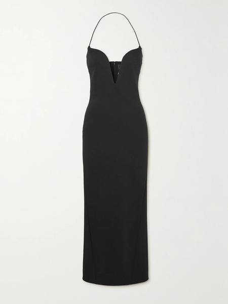  Givenchy Givenchy - Grain De Poudre Stretch Wool-blend Halterneck Midi Dress - Black 